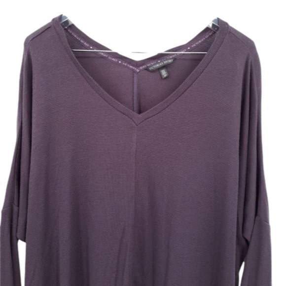Victoria's Secret Purple Oversized Waffle Knit V-Neck V-Back Slouchy Crop Top S - Picture 3 of 11